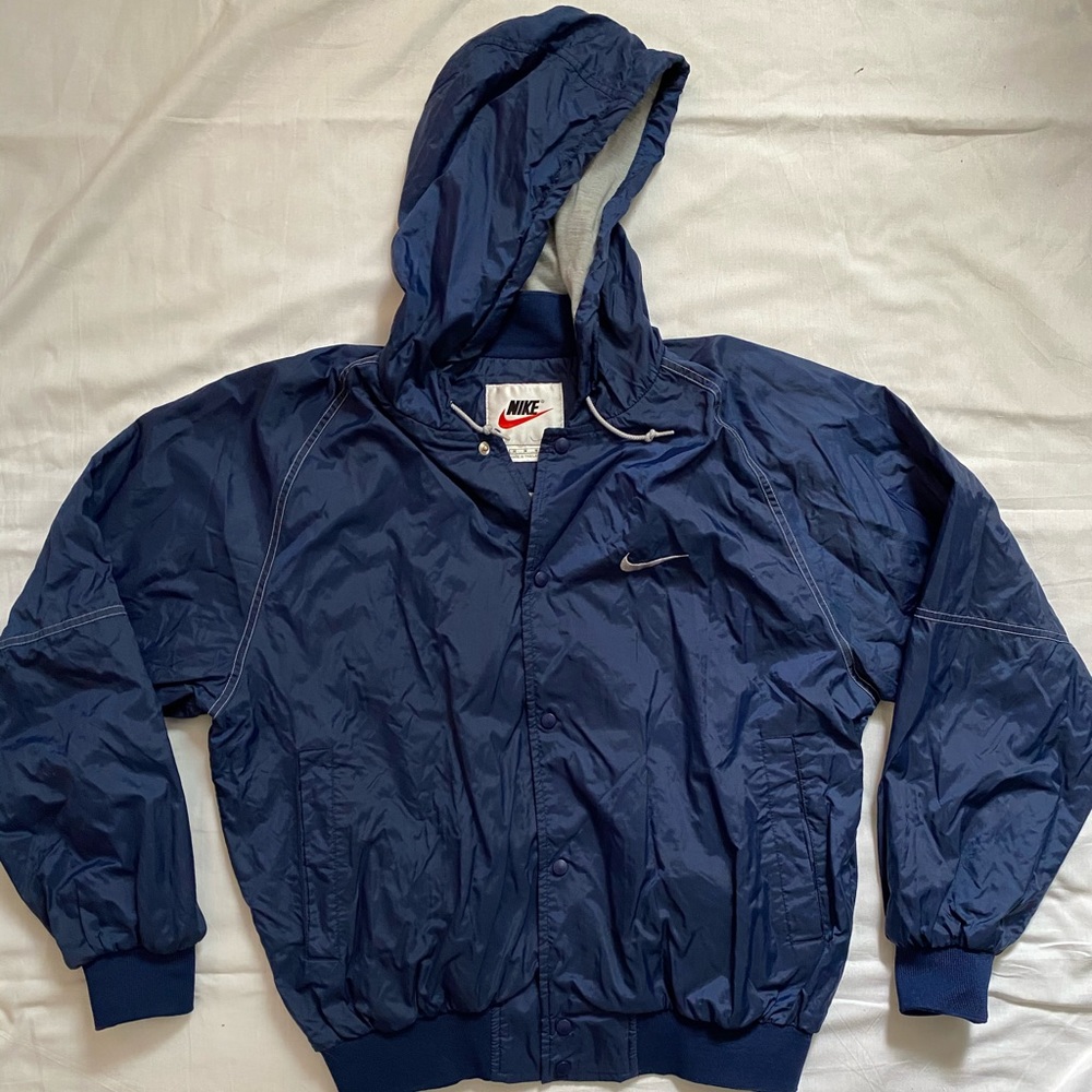 Vintage Nike Coaches Jacket Hooded Navy Medium